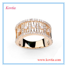 Anel de noivado de diamante de luxo anel de ouro largo para homens